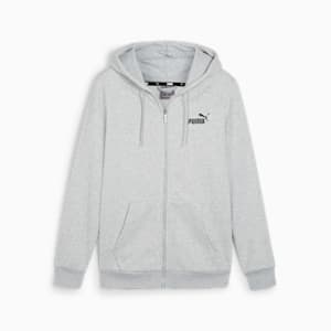 Small Logo Full-Zip Regular Fit Men's Hoodie, Light Gray Heather, extralarge-IND