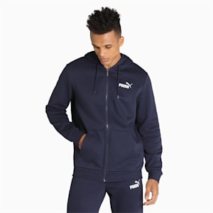 Small Logo Full-Zip Regular Fit Men's Hoodie, Peacoat, extralarge-IND