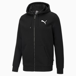 Essentials Small Logo Full-Zip Regular Fit Men's Hoodie, Puma Black-Cat, extralarge-IND