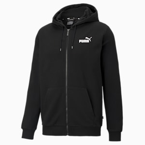 Essentials Small Logo Full-Zip Hoodie Men, Puma Black, extralarge