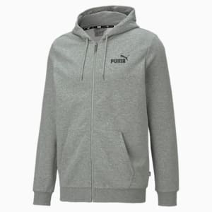 Small Logo Full-Zip Men's Hoodie, Medium Gray Heather, extralarge-IND