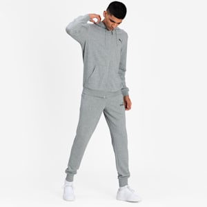 Essentials Small Logo Full-Zip Men's Hoodie, Medium Gray Heather-Cat