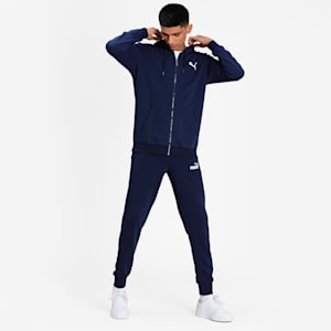 Essentials Small Logo Full-Zip Men's Hoodie, Peacoat-Cat