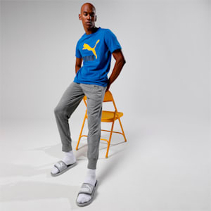 Essentials Logo Regular Fit Knitted Men's Sweat Pants, Medium Gray Heather-Cat, extralarge-IND