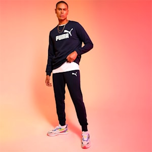 Logo Men's Regular Fit Knitted Sweat Pants, Peacoat-Cat, extralarge-IND