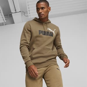 Essential+ 2 Colour Big Logo Regular Fit Men's Hoodie, Chocolate Chip, extralarge-IND