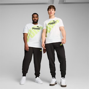 Two-Tone Logo Men's Pants, PUMA Black-lime sheen, extralarge-IND