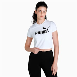 Essentials Logo Slim Fit Women's T-shirt, Puma White