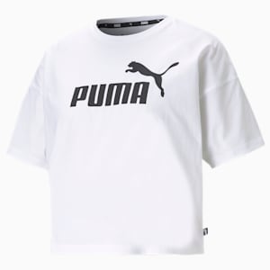 Essentials Logo Cropped Tee Women, Puma White