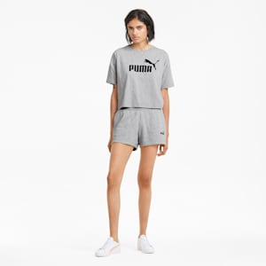 Essentials Logo Cropped Tee Women, Light Gray Heather