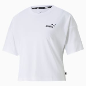 Essential Small Logo Relaxed Fit Women's Cropped T-Shirt, Puma White