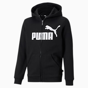 Big Logo Full-Zip Youth Hoodie, Puma Black, extralarge-IND