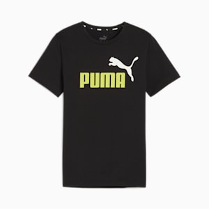 Essentials+ Two-Tone Logo Tee Big Kids, PUMA Black-Lime Sheen, extralarge