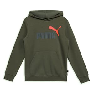 Essential+ 2 Colour Big Logo Boy's Hoodie, Dark Olive, extralarge-IND