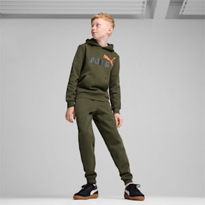 Essential+ 2 Colour Big Logo Boy's Hoodie, Dark Olive, extralarge-IND