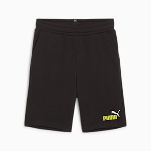 Essentials+ Two-Tone Youth Shorts, PUMA Black-Lime Sheen, extralarge