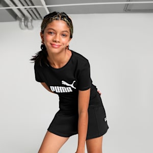 Logo Girl's T-Shirt, Puma Black, extralarge-IND