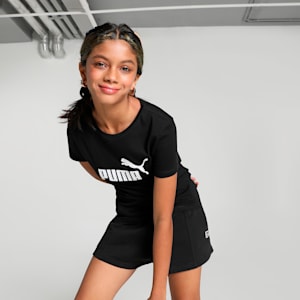 Essentials Logo Girls' Tee, Puma Black, extralarge