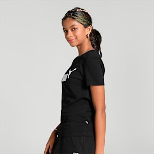 Logo Girl's T-Shirt, Puma Black, extralarge-IND
