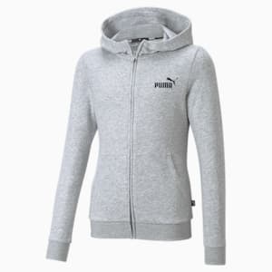 Essentials Small Logo Full-Zip Youth Hoodie, Light Gray Heather, extralarge-IND