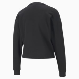 Style Cat Satin Relaxed Fit Crew Women's Sweat Shirt, Cotton Black