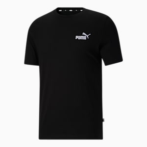 Camiseta con logo bordada Essentials para hombre, Puma Black-Puma White