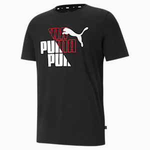 Graphic Men's T-Shirt, Puma Black-Puma Red