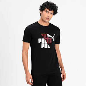 Graphic Men's T-Shirt, Puma Black-Puma Red