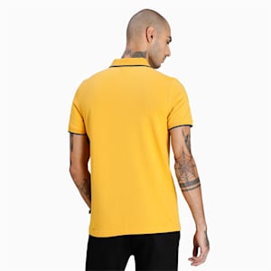 Collar Tipping Heather Slim Fit Men's Polo, Mineral Yellow