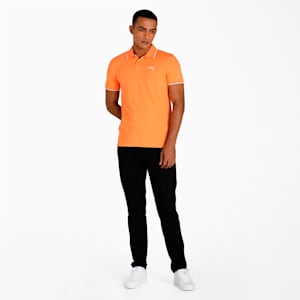 Collar Tipping Heather Slim Fit Men's Polo, Deep Apricot