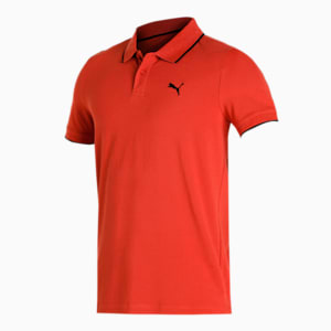 Collar Tipping Heather Slim Fit Men's Polo, Chili Oil