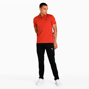 Collar Tipping Heather Slim Fit Men's Polo, Chili Oil