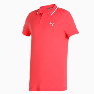 Collar Tipping Heather Slim Fit Men's Polo, Salmon