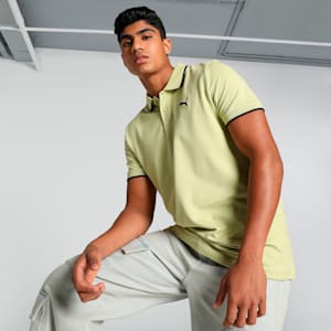 Collar Tipping Heather Men's Slim Fit Polo, Pistachio Green, extralarge-IND