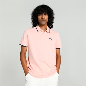 Collar Tipping Heather Men's Slim Fit Polo, Rose Dust, extralarge-IND