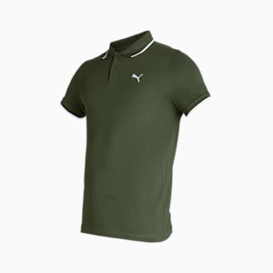 Collar Tipping Heather Men's Slim Fit Polo, Dark Olive, extralarge-IND