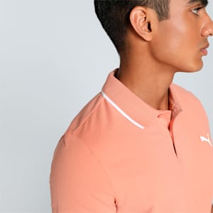 Collar Tipping Heather Men's Slim Fit Polo, Deeva Peach, extralarge-IND