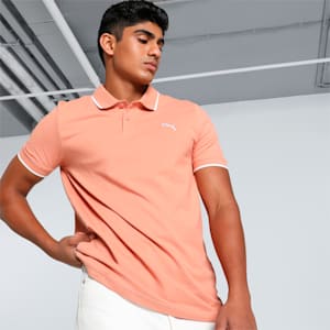 Collar Tipping Heather Men's Slim Fit Polo, Deeva Peach, extralarge-IND