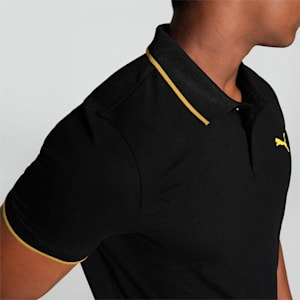 Collar Tipping Heather Men's Slim Fit Polo, PUMA Black-Golden Fog, extralarge-IND