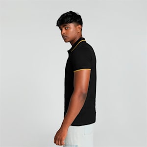 Collar Tipping Heather Men's Slim Fit Polo, PUMA Black-Golden Fog, extralarge-IND