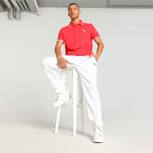 Collar Tipping Heather Men's Slim Fit Polo, For All Time Red-Cat, extralarge-IND