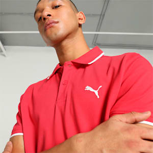 Collar Tipping Heather Men's Slim Fit Polo, For All Time Red-Cat, extralarge-IND