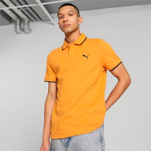 Collar Tipping Heather Men's Slim Fit Polo, Ginger Tea, extralarge-IND