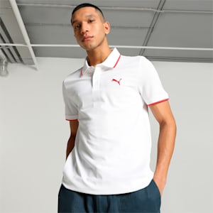 Collar Tipping Heather Men's Slim Fit Polo, PUMA White-Cat, extralarge-IND