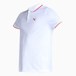 Collar Tipping Heather Men's Slim Fit Polo, PUMA White-For All Time Red, extralarge-IND