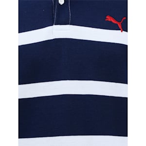 Stripe Men's Polo, Puma White-Peacoat
