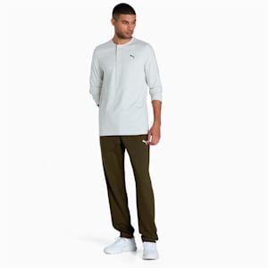 Zippered Knitted Slim Fit Men's Jersey Sweat Pants, Deep Olive