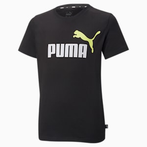 キッズ ESS+ 2カラー ロゴ Tシャツ 120-160cm, Puma Black-lemon