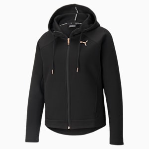 Evostripe Full-Zip Regular Fit Women's Hoodie, Puma Black-copper, extralarge-IND