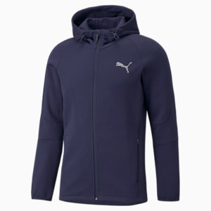 EVOSTRIPE Full-Zip Men's Slim Fit Polo Hoodie, Peacoat, extralarge-IND